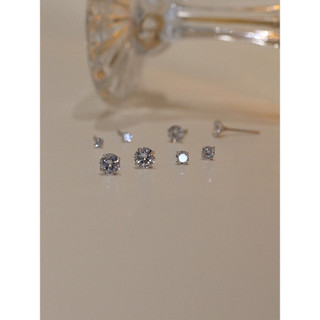 S925 Bạc 3mm4mm Zircon Bông Tai Thời Trang Đơn Giản Bông Tai Trang Sức Nam Nữ Sinh Quà Tặng