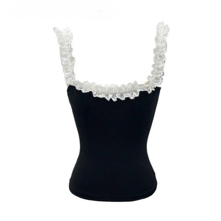 Áo hai dây nữ ôm body phối ren làm điểm nhấn chất thun borip ôm tôn dáng- A350