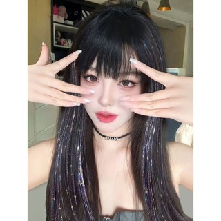 Thẻ Đơn Kim Tuyến, Tóc Giả Kẹp Thẳng Mix Kim Tuyến Lấp Lánh Chịu Nhiệt HaminStore