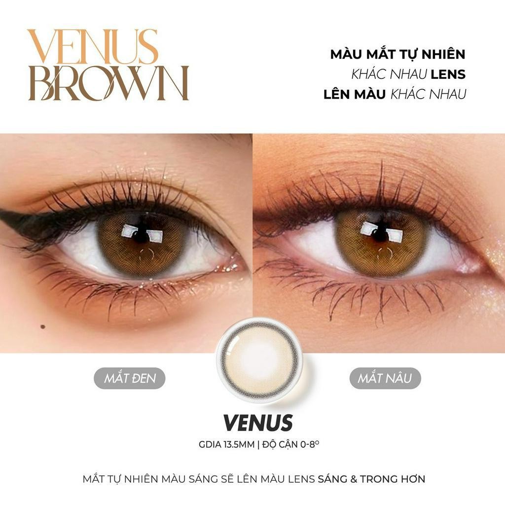 Lens cận nâu tây Venus Brown 💥HÀNG CAO CẤP💥 Kính áp tròng có độ cận (0-6) màu nâu thời thượng cho cô nàng cá tính