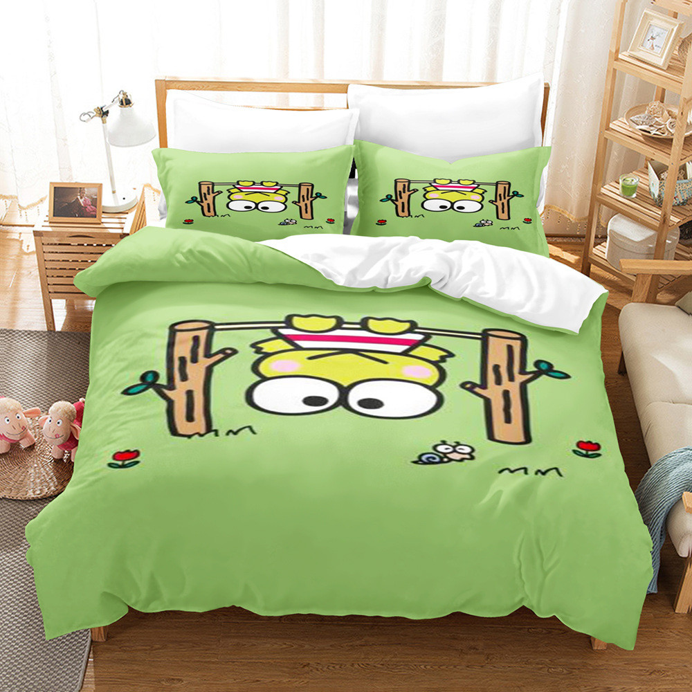 ST2 Kero Kero Keroppi 3IN1 Phù Hợp Với Khăn Trải Giường Chăn Gối Chất Lượng Cao Cấp Bộ Chăn Ga Gối Phòng Ngủ Gia Đình Có Thể Giặt TS2
