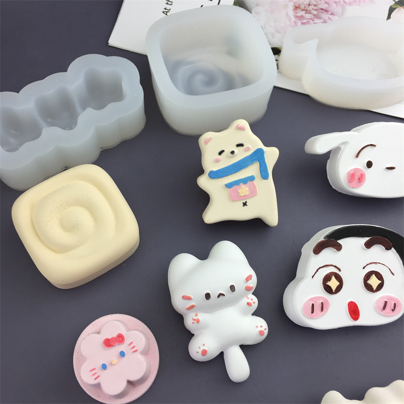 Mèo Pudding Mật Ong Cuộn Khuôn Silicon Mochi/Đồ Chơi/Thạch Cao/Epoxy/Trang Trí Bánh/Sô Cô La/Nướng DIY