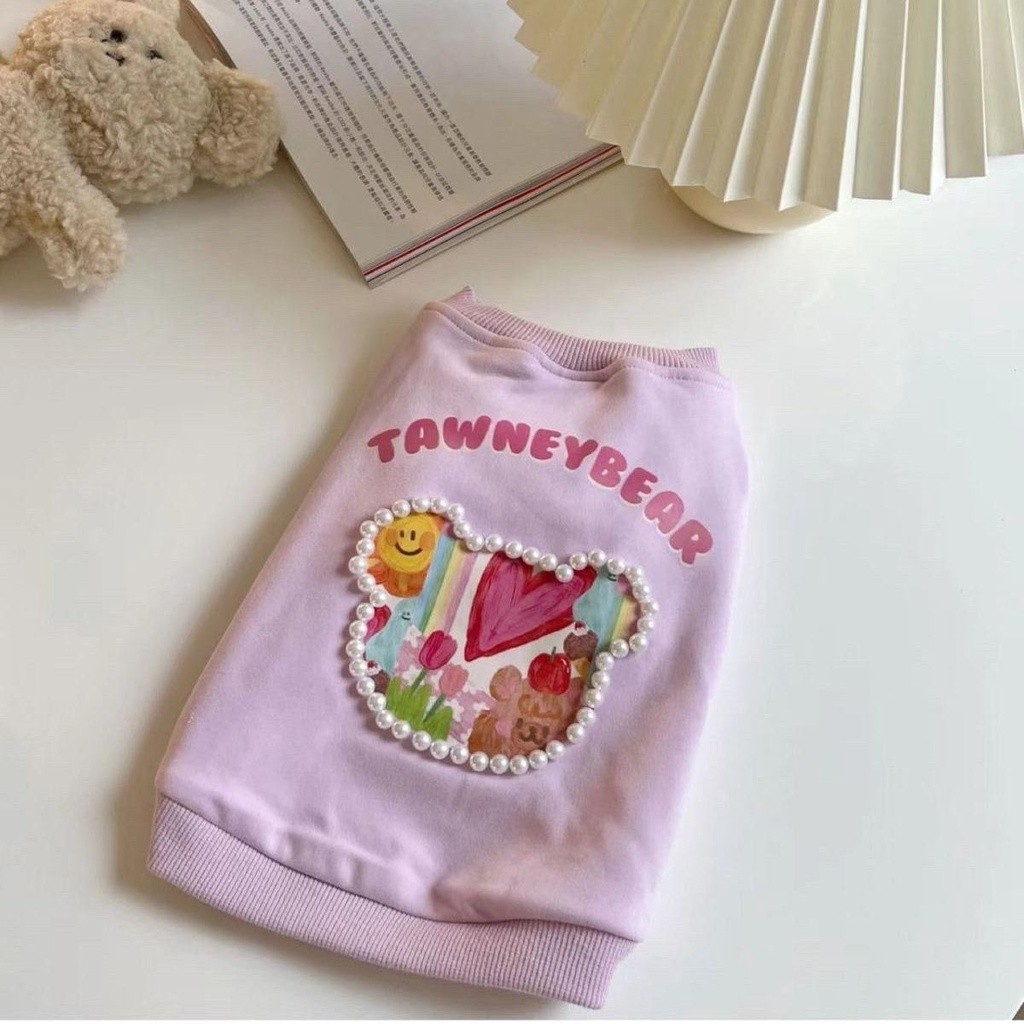 Áo nỉ Teddy dễ thương, Thích hợp cho Pomeranian và Bichon, Thiết kế chống xỉn màu, Quần áo thú cưng cho chó chui đầu mùa hè