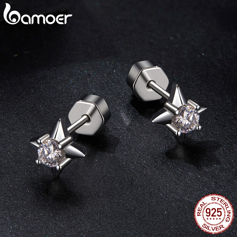 Bamoer Bạc 925 Moissanite Bông Tai Thiết Kế Ngôi Sao Món Quà Trang Sức Cho Nữ