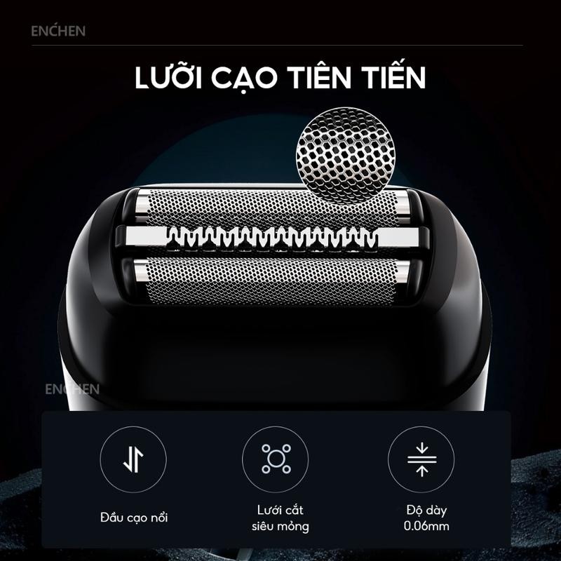 Ảnh Máy cạo râu Enchen Mini MS002 lưỡi dao linh hoạt, động cơ mạnh mẽ chống nước toàn thân - BH 6 tháng 3