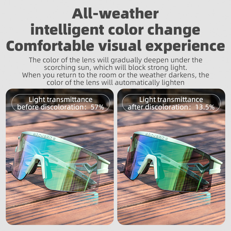 ROCKBROS Kính photochromic chống sương mù, nhẹ và thoải mái cho người dùng xe đạp unisex