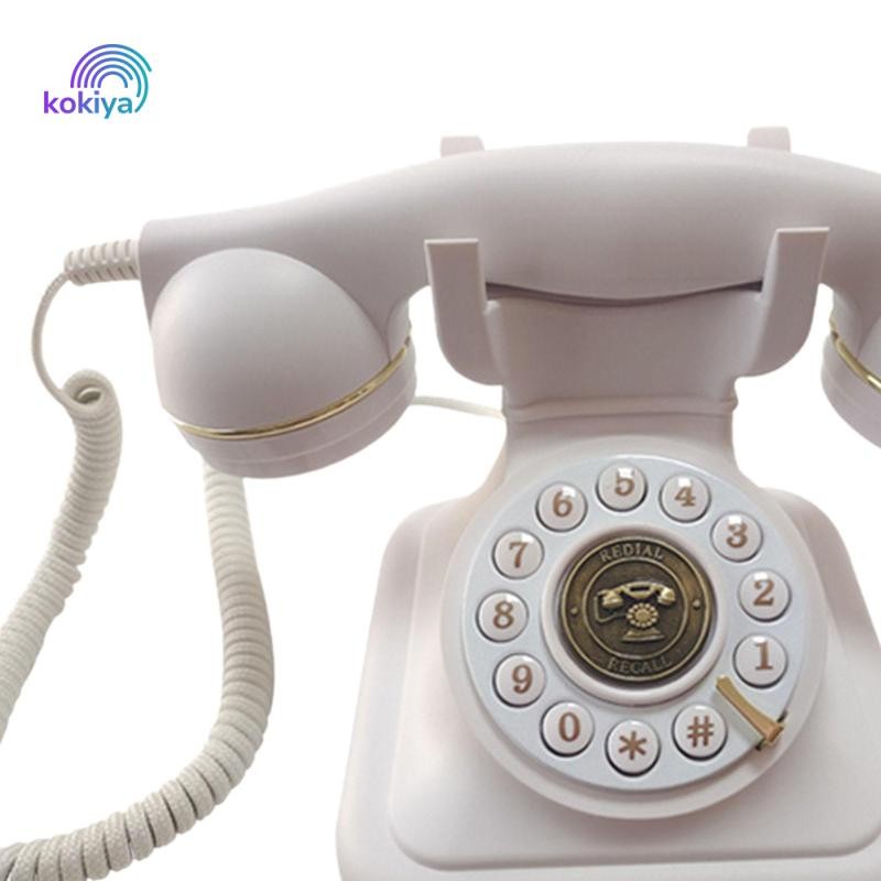 Điện thoại có dây mặt số cổ điển trang trí văn phòng, quà tặng Giáng sinh