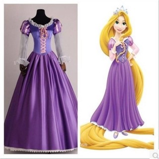 Váy biểu diễn Disney Rapunzel hoạt hình cho nữ, trang phục công chúa