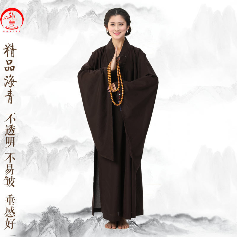 Cao Cấp Opaque Haiqing Layman Quần Áo Nữ Phật Quần Áo Nam Chunhai Qingzen Đền Quần Áo Dài Nâu.