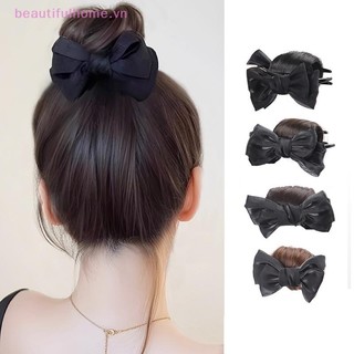 [Beautifulhome] Nơ Tóc Giả Thịt Viên Kẹp Nữ Tăng Lông Tơ Chất Lượng Cao Kẹp Tóc [Làm Đẹp]