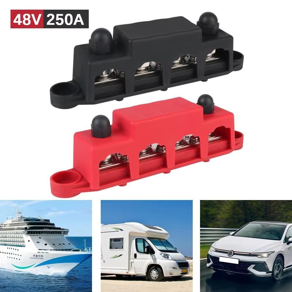 DAYBREAK Electro Junction, Khối phân phối điện 4 chiều 48V 250A DC, Khối đầu cuối thanh đinh tán bền M8 M10 5 / 16 "3 / 8" cho thuyền xe tải RV Caravan