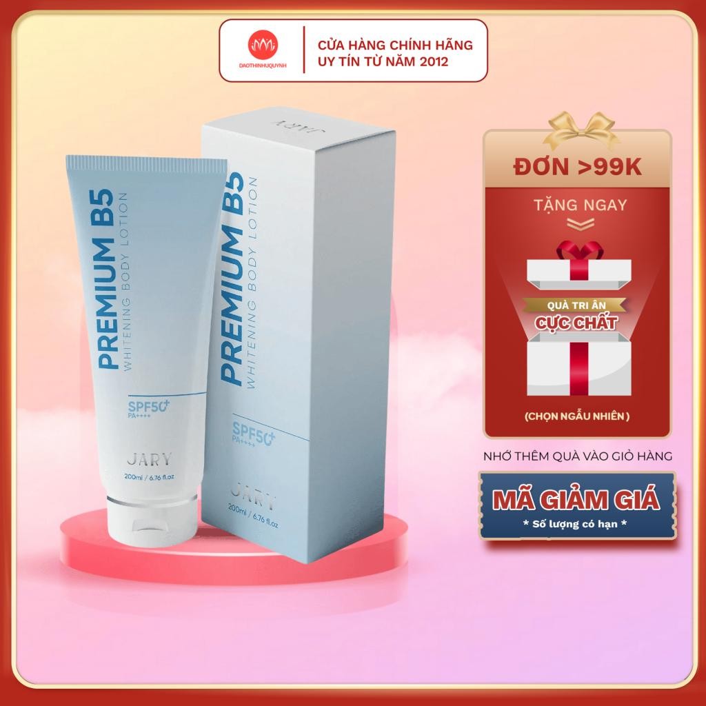 Kem body nâng tone Jary Premium B5 Whitening Body Lotion 200ml dưỡng trắng phục hồi da toàn thân