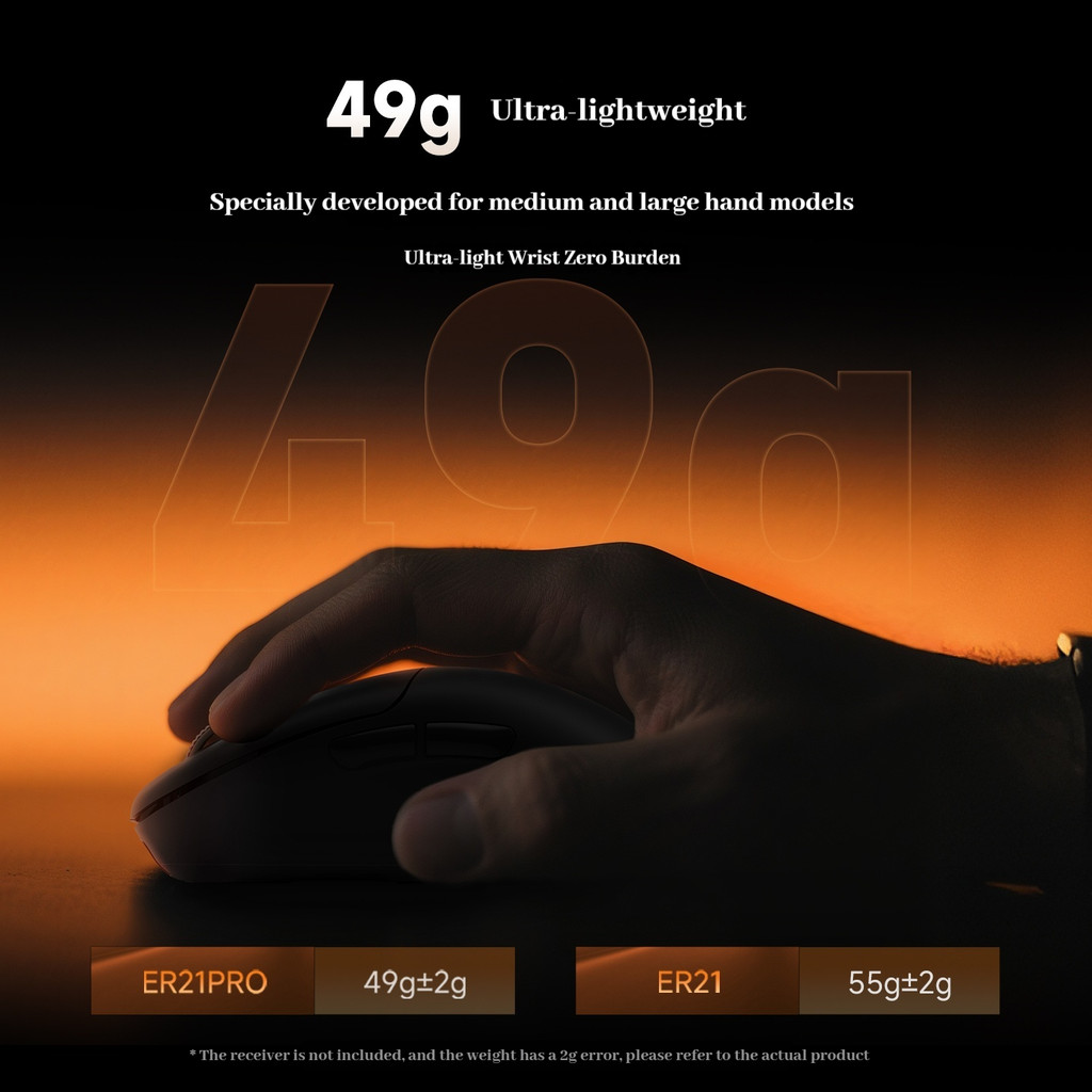 Chuột chơi game RAWM ER21 Pro Tốc độ bỏ phiếu 8k không dây 8000Hz Paw3950 Cảm biến Nordic52840 Chuột không dây công thái học nhẹ | BigBuy360 - bigbuy360.vn