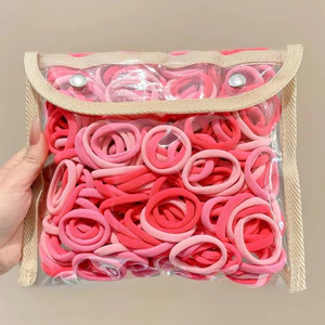 Set 100/200 Dây Buộc Tóc Đuôi To Cao Su Co Giãn Đơn Giản Thời Trang Hàn Quốc Cho Bé Gái