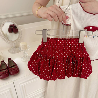 Mùa Hè Phong Cách Mới Bé Gái Ngọt Ngào Phù Hợp Với Bé Gái Nấm Áo Vest Chấm Bi Bud Quần Short Bộ Đồ Hai Mảnh