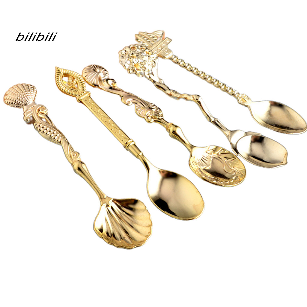 BIL 5 Cái / bộ Muỗng Cà Phê Cổ Hình Dạng Duyên Dáng Hợp Kim Phong Cách Hoàng Gia Thìa Bàn Cho Gia Đình