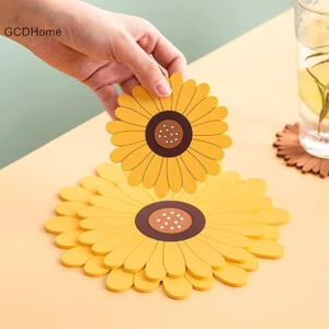 GCDHome PVC Hoa Hướng Dương Chịu Nhiệt Nồi Nóng Chống Trơn Trượt Coaster Thảm HOT