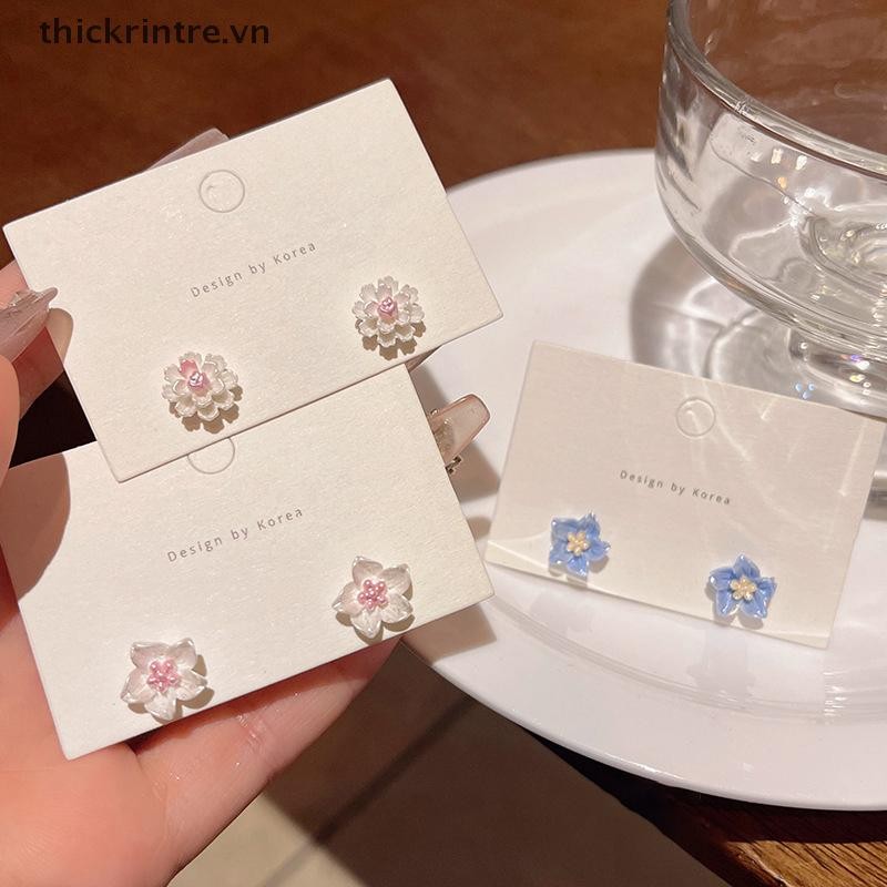THI Bông Tai Hoa Nhựa Tươi Nhỏ Cho Nữ Bông Tai Thời Trang Đơn Giản Bông Tai Trang Sức Dễ Thương Quà Tặng VN