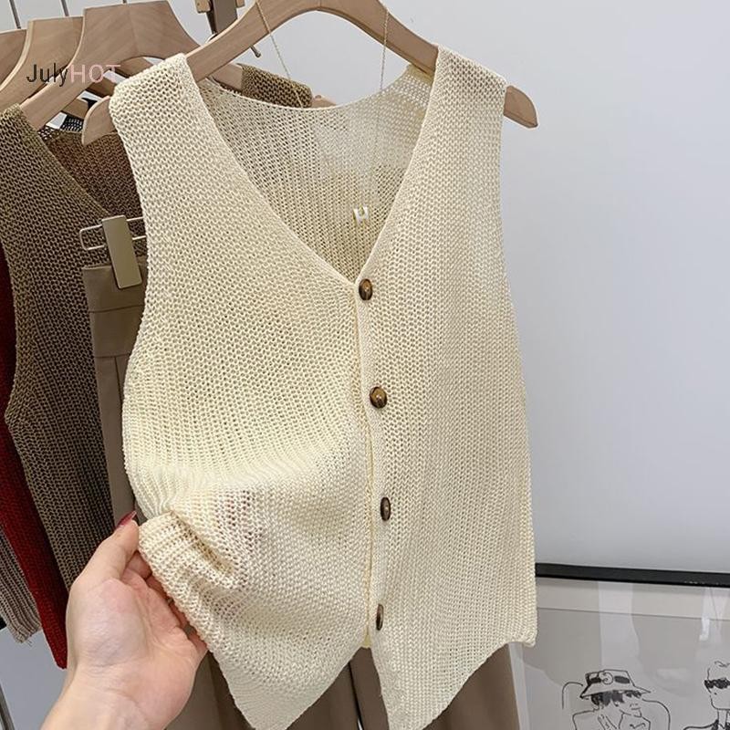 Áo Vest Cổ Chữ V Mùa Hè from Hàn Quốc, Made from Cotton và Lanh, Thiết Kế Màu Trơn Phù Hợp Thời Trang