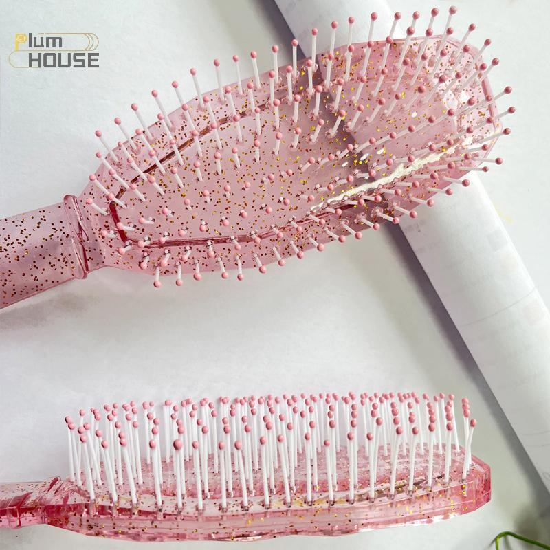 PlumHOUSE Trong Suốt Sáng Bóng Lược Bé Gái Tóc Da Đầu Massage Lược Chải Tóc Răng Rộng Lược Nữ Salon Làm Tóc Dụng Cụ Tạo Kiểu Quà Tặng VN