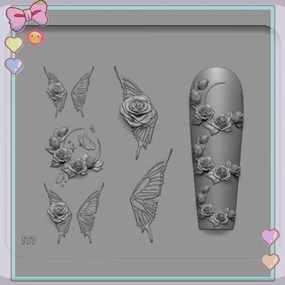 [beautifulhome] Khuôn Silicon Hoa Hồng 3D DIY Cherry Design Nail Art Trang Trí Mô Hình Móng Tay Trang Sức Thủ Công Dụng Cụ Thiết Kế Làm Móng Tay [Làm Đẹp]
