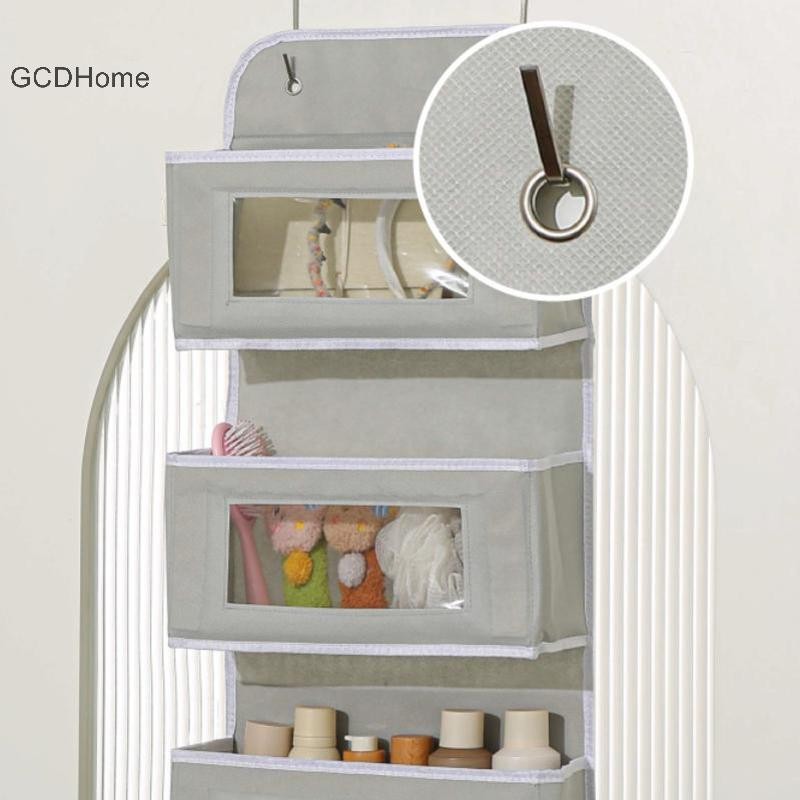 Túi treo tường vải màu xám đa năng GCDHome Túi vải nhiều ngăn có móc cửa sổ cho văn phòng, tủ quần áo HOT