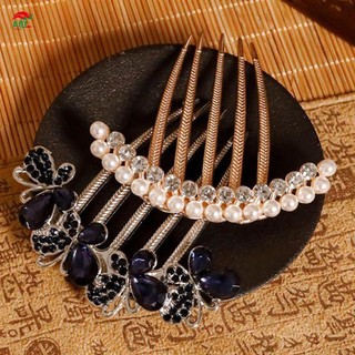Kẹp tóc vintage ngọc trai và hợp kim pha lê, phù hợp để tạo kiểu updo bun cho đám cưới