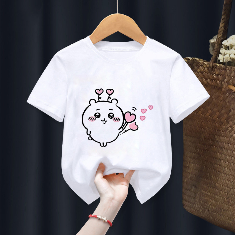 Trẻ Em Chiikawa 2D Tee Kawaii In Hoạt Hình Tay Ngắn Top Bé Trai Bé Gái Thường Ngày 2-14