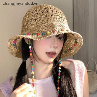 Mũ rơm boho hạt màu retro, phù hợp đi biển và du lịch mùa hè