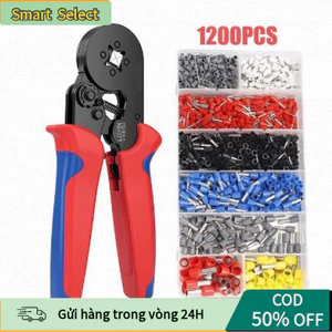 Hộp 1200 Đầu Cos Đủ Loại Và Kìm Bấm Cos Vuông HSC8 6-4A Kìm bấm cos tự điều chỉnh, phù hợp nhiều loại cos cos ống tròn