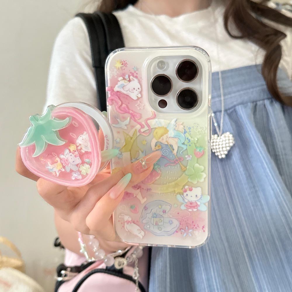 Ốp Lưng Cứng Tương Thích Với iPhone 13 14 14Pro 14ProMax 15 15Pro 15ProMax 16 16Pro 16ProMax 17 17Pro 17ProMax Vỏ Nam Châm Họa Tiết Graffiti Dâu Tây