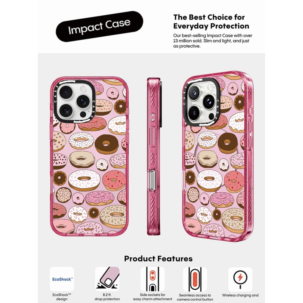CASECASE X Donut Case Màu Hồng Fizz Màu Trong Suốt Cứng Hút Từ Tính Tác Động Dành Cho Apple IPhone 12 13 14 15 16 Pro Max Plus Có Hộp
