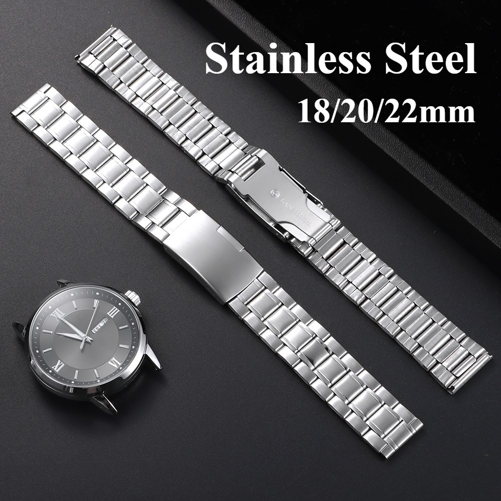 Dây đeo đồng hồ bằng thép không gỉ 5 hạt 18mm 20mm 22mm Dây kim loại Dây đeo đồng hồ nam nữ Vòng tay sắt cho đồng hồ thạch anh Đồng hồ cơ Dây đeo cổ tay cổ điển