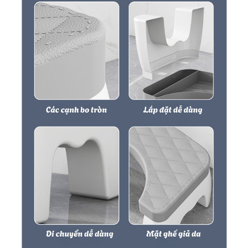 Ghế Kê Chân Toilet Thông Minh DinoHome Thiết Kế Chữ U Chống Trượt Nhựa PP Cao Cấp Chống Táo Bón