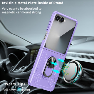 Mecha Armors Giá đỡ nhẫn xoay được Vỏ bọc Samsung Galaxy Z Flip 7 6 5 4 3 2 Vỏ PC mờ