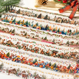 JIANWU 65mm * 200cm Ngày Giáng Sinh Series Vintage Cây Ánh Sáng Phong Cảnh Chất Liệu Cắt Băng PET Sáng Tạo DIY Tạp Chí Văn Phòng Phẩm
