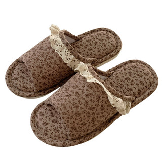 Xixitiao Phong Cách Nhà Retro Hoa Bốn Mùa Đa Năng Thường Ngày Ren Cạnh Cotton Vải Lanh Dép Nữ