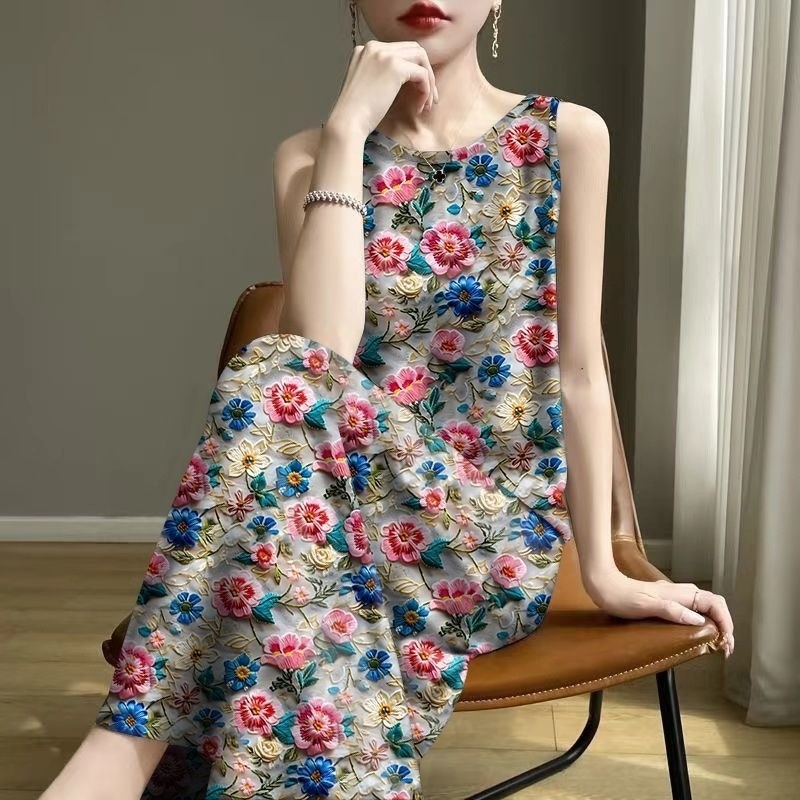 Đầm Tank Top Che Bụng Cho Mẹ, Thiết Kế Không Tay Phù Hợp Mặc Dài