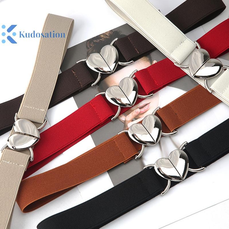 Kudosation Thắt Lưng Co Giãn Trái Tim Tình Yêu Khóa Kim Loại Eo Đầm Áo Len Trang Trí Dây Thắt Lưng
