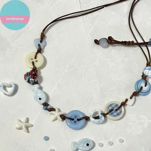 Vòng tay gốm boho ngôi sao cá đính hạt, phù hợp ngày lễ