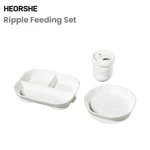 Bộ cho bé ăn bằng silicon HEORSHE – Đĩa chia, Bát hút, Cốc & Ống hút | Không chứa BPA, an toàn cấp thực phẩm | Đế hút mạnh để ngăn ngừa tràn | Để tự ăn — ảnh 4