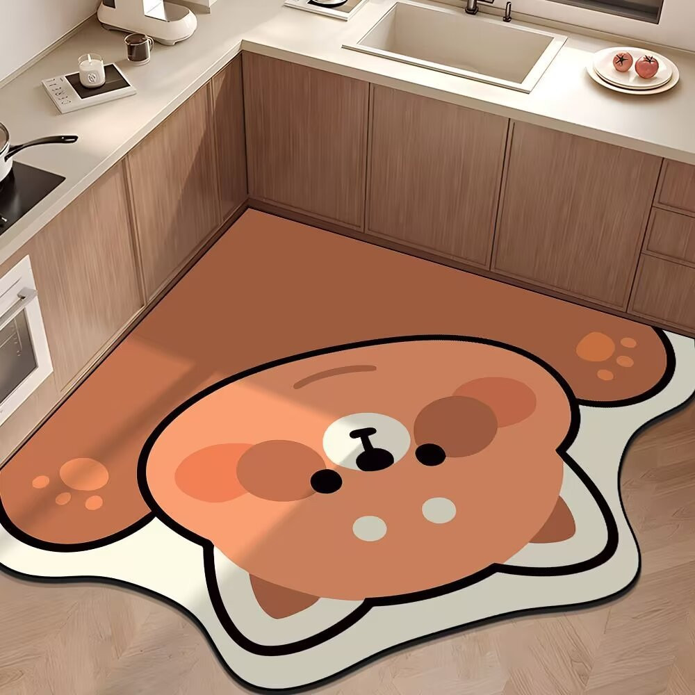 Thảm Trải Sàn Nhà Bếp Hình Thú Dễ Thương Home, Chống Trơn Trượt, Chống Thấm Nước Decor Bếp Xinh