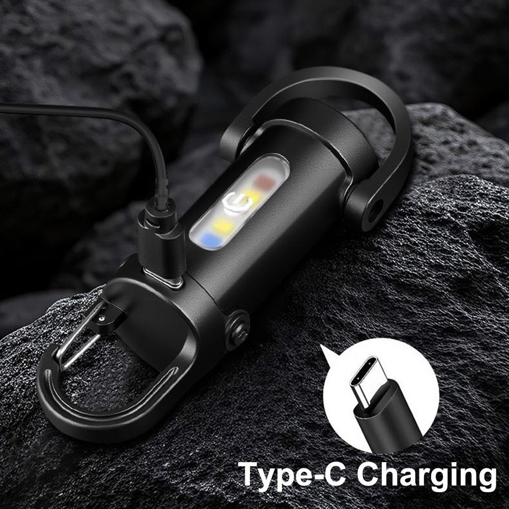 Đèn pin móc khóa ESSENCEH, COB LED sạc USB, mini di động, đèn đỏ/xanh, dùng cắm trại, tìm kiếm, đi bộ