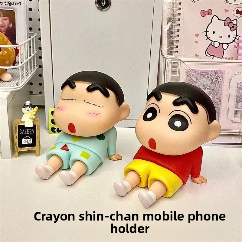Crayon Shin-Chan Đế Điện Thoại Di Động Lười Tay Làm Trang Trí Máy Tính Để Bàn Anime Hợp Thời Trang Chơi Búp Bê Mô Hình Dễ Thương Đứng Đồ Chơi