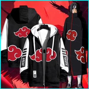 GN NARUTO Akatsuki Akagumo anime dây kéo Áo khoác Hoodie Unisex Top NG