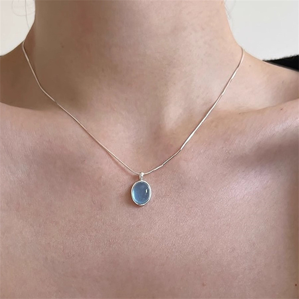 Dây Chuyền Bướm Đá Aquamarine 925 Không Phai Màu - Trang Sức Nữ Cao Cấp Phong Cách Ins