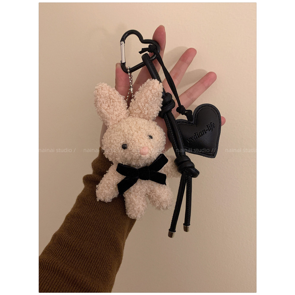 Sang Trọng bunny Mặt Dây Chuyền Da Tình Yêu Trái Tim Túi Trang Trí Hoạt Hình Búp Bê Móc Khóa Dễ Thương
