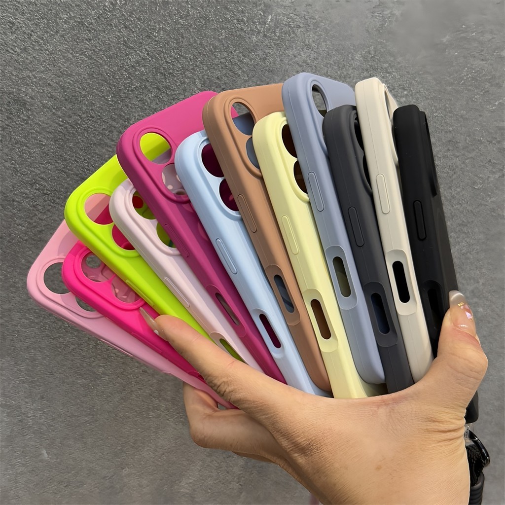 Ốp Lưng Mới Silicon Mềm Chống Vân Tay Mờ Cho iPhone 16 15 14 13 12 Pro Max Hồng Lanyar 15pro Sang Trọng 14pro Từ Tính Chống Sốc