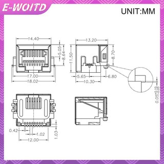 E-WOITD 10 Cái RJ45 Mạng Ethernet Nữ Ổ Cắm SMT SMD 8P8C Nữ Jack Kết Nối H = 8.6 E-WOITD