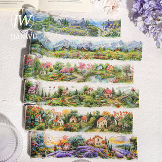 JIANWU 65mm * 200cm Một thị trấn nhỏ trong hoang dã Series Vintage Hoa phong cảnh Chất liệu cắt băng PET Tạp chí sáng tạo Tuyên bố